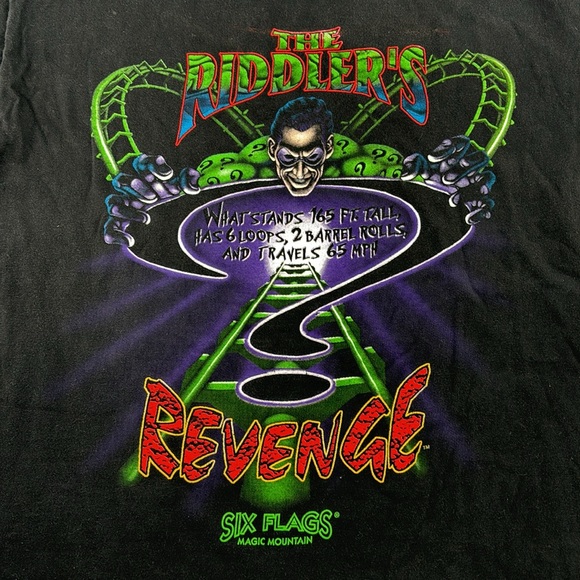 Vintage 1998 Riddlers Revenge six flags Magic Mountain T-shirt - Picture 9 of 9